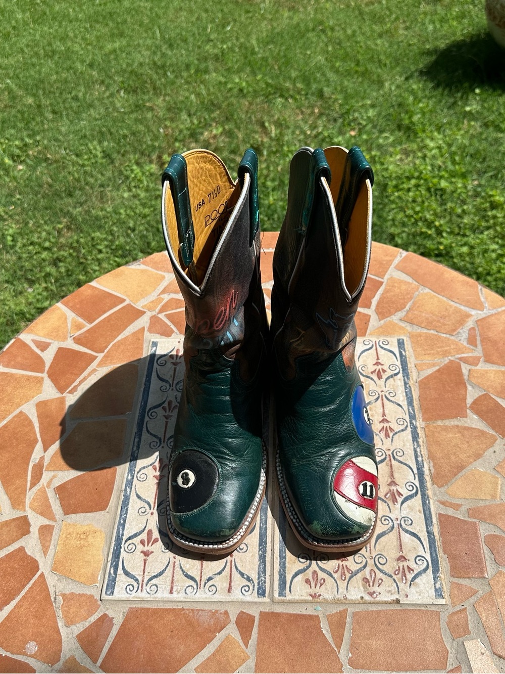 RARE Tin Haul Men's Pool Hall Leather Cowboy Boots  - Freshly Resoled! Size 7.5